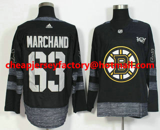 Men's Boston Bruins #63 Brad Marchand Black 100th Anniversary Stitched NHL 2017 Hockey Jersey