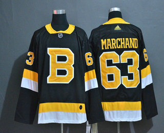 Men's Boston Bruins #63 Brad Marchand Black 2019-20 Alternate Authentic Adidas Stitched NHL Jersey