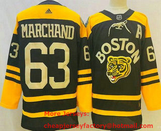 Men's Boston Bruins #63 Brad Marchand Black 2023 Winter Classic Authentic Jersey