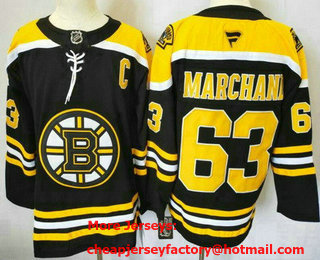 Men's Boston Bruins #63 Brad Marchand Black 2024 Stitched Jersey