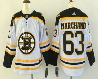 Men's Boston Bruins #63 Brad Marchand White 2017-2018 Hockey Stitched NHL Jersey