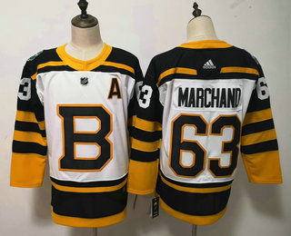 Men's Boston Bruins #63 Brad Marchand White 2019 Winter Classic Adidas Stitched NHL Jersey