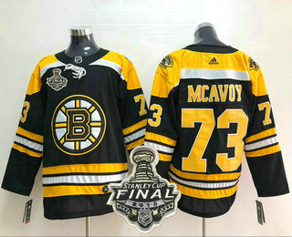 Men's Boston Bruins #73 Charlie McAvoy Black 2019 NHL Stanley Cup Final Patch Adidas Stitched NHL Jersey