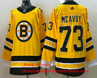 Men's Boston Bruins #73 Charlie McAvoy Gold 2021 Reverse Retro Stitched NHL Jersey