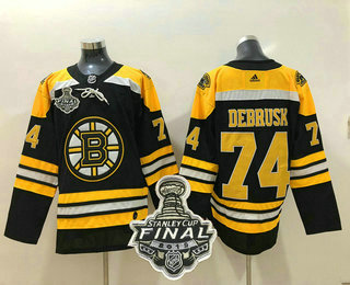 Men's Boston Bruins #74 Jake DeBrusk Black 2019 NHL Stanley Cup Final Patch Adidas Stitched NHL Jersey