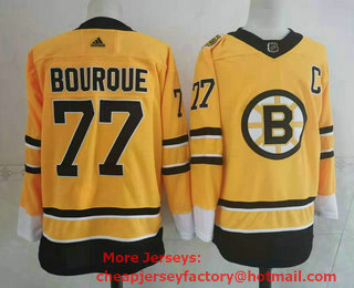 Men's Boston Bruins #77 Ray Bourque Yellow Adidas 2020-21 Stitched NHL Jersey