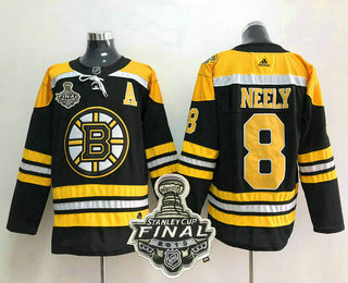 Men's Boston Bruins #8 Cam Neely Black 2019 NHL Stanley Cup Final Patch Adidas Stitched NHL Jersey