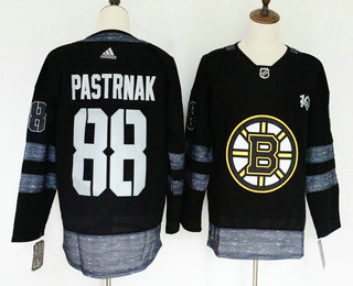 Men's Boston Bruins #88 David Pastrnak Black 100th Anniversary Stitched NHL 2017 Hockey Jersey