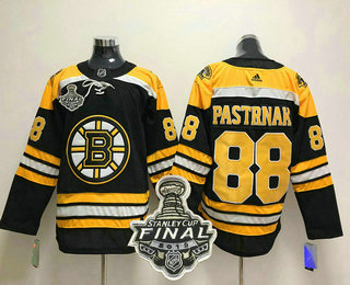 Men's Boston Bruins #88 David Pastrnak Black 2019 NHL Stanley Cup Final Patch Adidas Stitched NHL Jersey