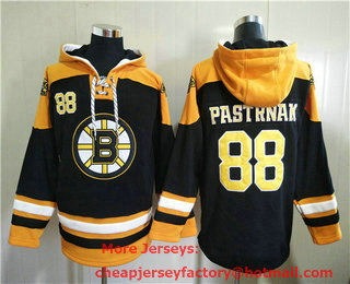 Men's Boston Bruins #88 David Pastrnak Black Ageless Must Have Lace Up Pullover Hoodie