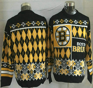 Men's Boston Bruins Black With Yellow NHL Sweater