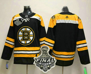 Men's Boston Bruins Blank Black 2019 NHL Stanley Cup Final Patch Adidas Stitched NHL Jersey