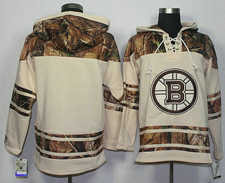 Men's Boston Bruins Blank Old Time Hockey Stone Realtree Lacer Name and Number Hoodie