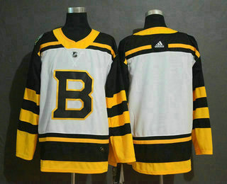 Men's Boston Bruins Blank White 2019 Winter Classic Adidas Stitched NHL Jersey