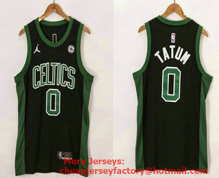 Men's Boston Celtics #0 Jayson Tatum Black 2021 Brand Jordan Swingman Stitched NBA Jersey With The Sponsor Logo