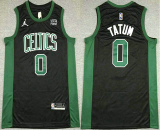 Men's Boston Celtics #0 Jayson Tatum Black Jordan 75th Anniversary Diamond 2021 Stitched Jersey With Sponsor