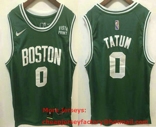 Men's Boston Celtics #0 Jayson Tatum Green 75th Anniversary Diamond 2021 Stitched Jersey With NEW Sponsor