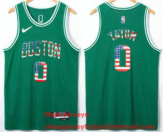 Men's Boston Celtics #0 Jayson Tatum Green USA Flag 75th Anniversary Diamond 2021 Stitched Jersey
