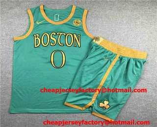 Men's Boston Celtics #0 Jayson Tatum NEW Green Nike 2020 Swingman Stitched NBA Jersey With Shorts