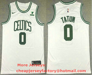 Men's Boston Celtics #0 Jayson Tatum White 2021 Nike Swingman Stitched NBA Jersey With NEW Sponsor Logo
