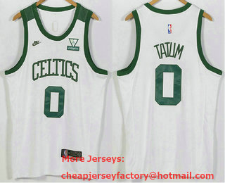 Men's Boston Celtics #0 Jayson Tatum White 2022 Nike Swingman Stitched Jersey With NEW Sponsor Logo