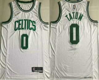Men's Boston Celtics #0 Jayson Tatum White 75th Anniversary Diamond AU 2021 Stitched Jersey