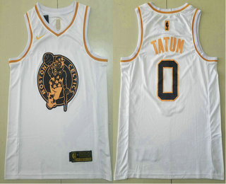 Men's Boston Celtics #0 Jayson Tatum White Golden Nike Swingman Stitched NBA Jersey