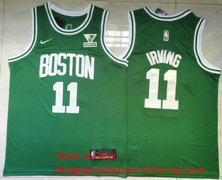 Men's Boston Celtics #11 Kyrie Irving Green 2021 Nike Swingman Stitched NBA Jersey With NEW Sponsor Logo