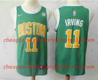 Men's Boston Celtics #11 Kyrie Irving Green Nike Swingman 2018 playoffs Earned Edition Stitched Jersey With The Sponsor Logo