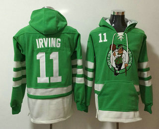 Men's Boston Celtics #11 Kyrie Irving NEW Green Pocket Stitched NBA Pullover Hoodie