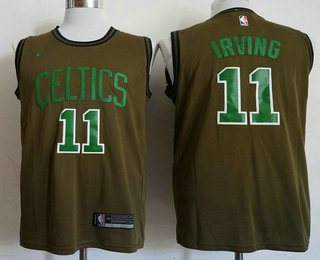 Men's Boston Celtics #11 Kyrie Irving Olive Stitched Nike Swingman Jersey