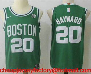 Men's Boston Celtics #20 Gordon Hayward Green 2017-2018 Nike Authentic General Electric Stitched NBA Jersey