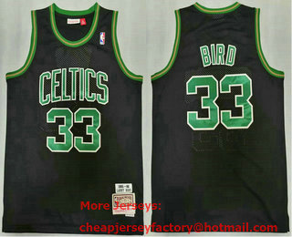 Men's Boston Celtics #33 Larry Bird 1985-86 Black Hardwood Classics Soul Swingman Stitched NBA Throwback Jersey