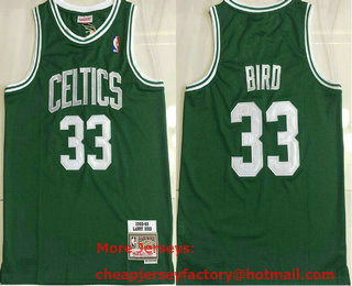 Men's Boston Celtics #33 Larry Bird 1985-86 Green Hardwood Classics Soul AU Stitched NBA Throwback Jersey