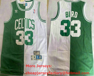 Men's Boston Celtics #33 Larry Bird 1985-86 Green With White Two Tone Hardwood Classics Soul Swingman Throwback Jersey 01