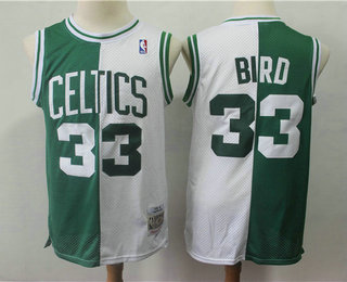 Men's Boston Celtics #33 Larry Bird 1985-86 Green With White Two Tone Hardwood Classics Soul Swingman Throwback Jersey