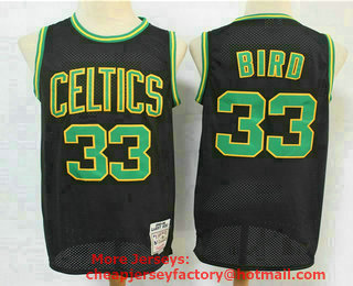 Men's Boston Celtics #33 Larry Bird Black Hardwood Classics Reload Swingman Throwback Jersey