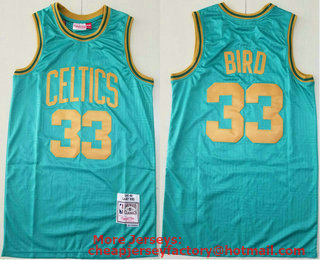 Men's Boston Celtics #33 Larry Bird Green 1985-86 Hardwood Classics Soul Swingman Throwback Jersey