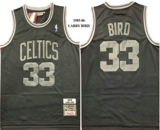 Men's Boston Celtics #33 Larry Bird Grey 1985-86 Hardwood Classics Soul Swingman Throwback Jersey