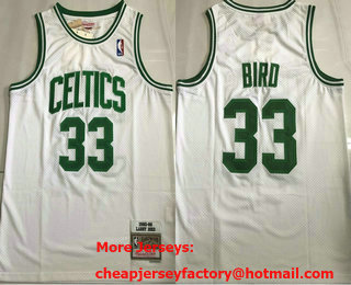 Men's Boston Celtics #33 Larry Bird White 1985 Throwback AU Jersey