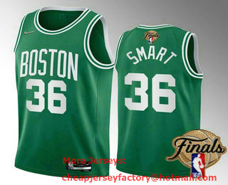 Men's Boston Celtics #36 Marcus Smart 2022 Green NBA Finals Stitched Jersey