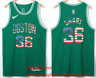 Men's Boston Celtics #36 Marcus Smart Green USA Flag 75th Anniversary Diamond 2022 Stitched Jersey