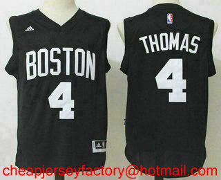 Men's Boston Celtics #4 Isaiah Thomas All Black with White Stitched NBA Revolution 30 Swingman Jersey