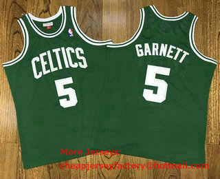 Men's Boston Celtics #5 Kevin Garnett Green Hardwood Classics Soul AU Throwback Jersey