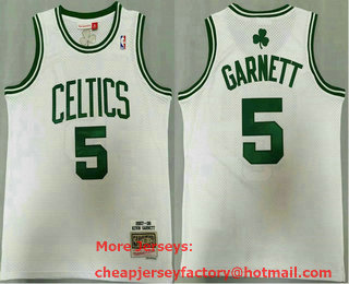 Men's Boston Celtics #5 Kevin Garnett White 2007-08 Hardwood Classics Soul Swingman Throwback Jersey