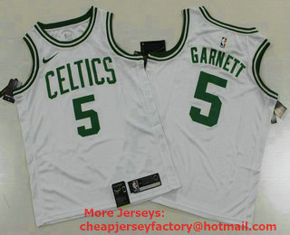 Men's Boston Celtics #5 Kevin Garnett White 2019 NEW Nike Swingman Printed NBA Jersey