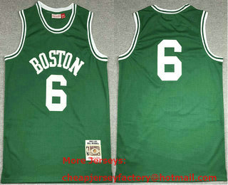 Men's Boston Celtics #6 Bill Russell Green No Name 1962-63 Hardwood Classics Soul Swingman Throwback Jersey