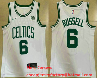 Men's Boston Celtics #6 Bill Russell White 2022 Nike Swingman Stitched Jersey With Sponsor
