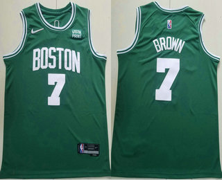 Men's Boston Celtics #7 Jaylen Brown Green 75th Anniversary Diamond 2022 Stitched Jersey With Sponsor