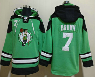 Men's Boston Celtics #7 Jaylen Brown Green Ageless Must Have Lace Up Pullover Hoodie